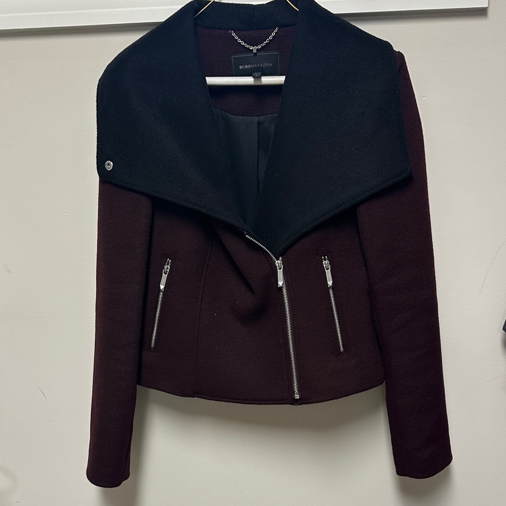 BCBGMaxAzria Burgundy and Black Blazer